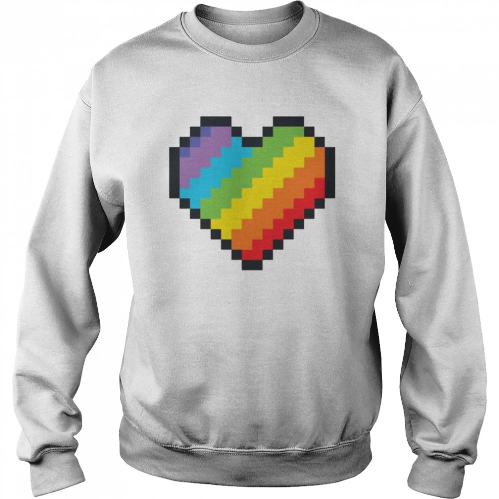 LGBT Pride Rainbow Pixel Art Heart Gaymer Unisex Sweatshirt