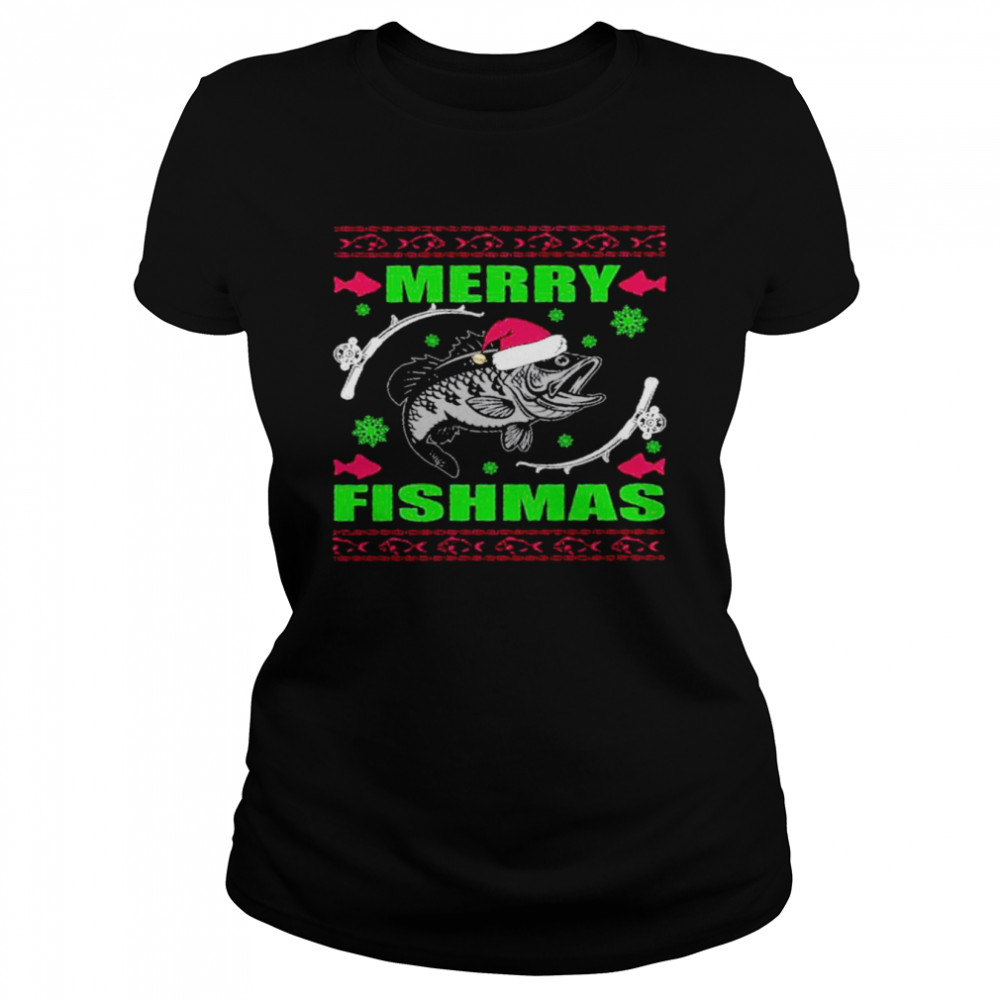 Merry fishmas ugly fish santa shirt Classic Women's T-shirt