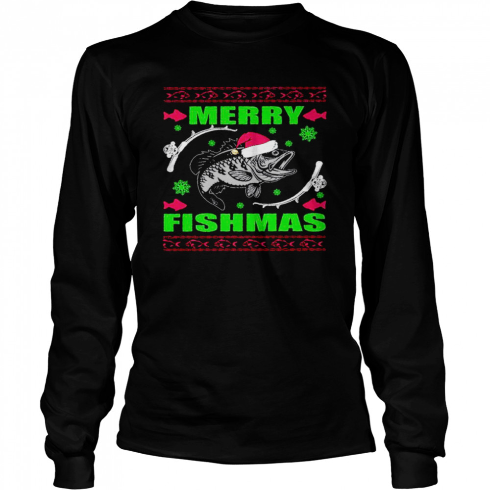 Merry fishmas ugly fish santa shirt Long Sleeved T-shirt