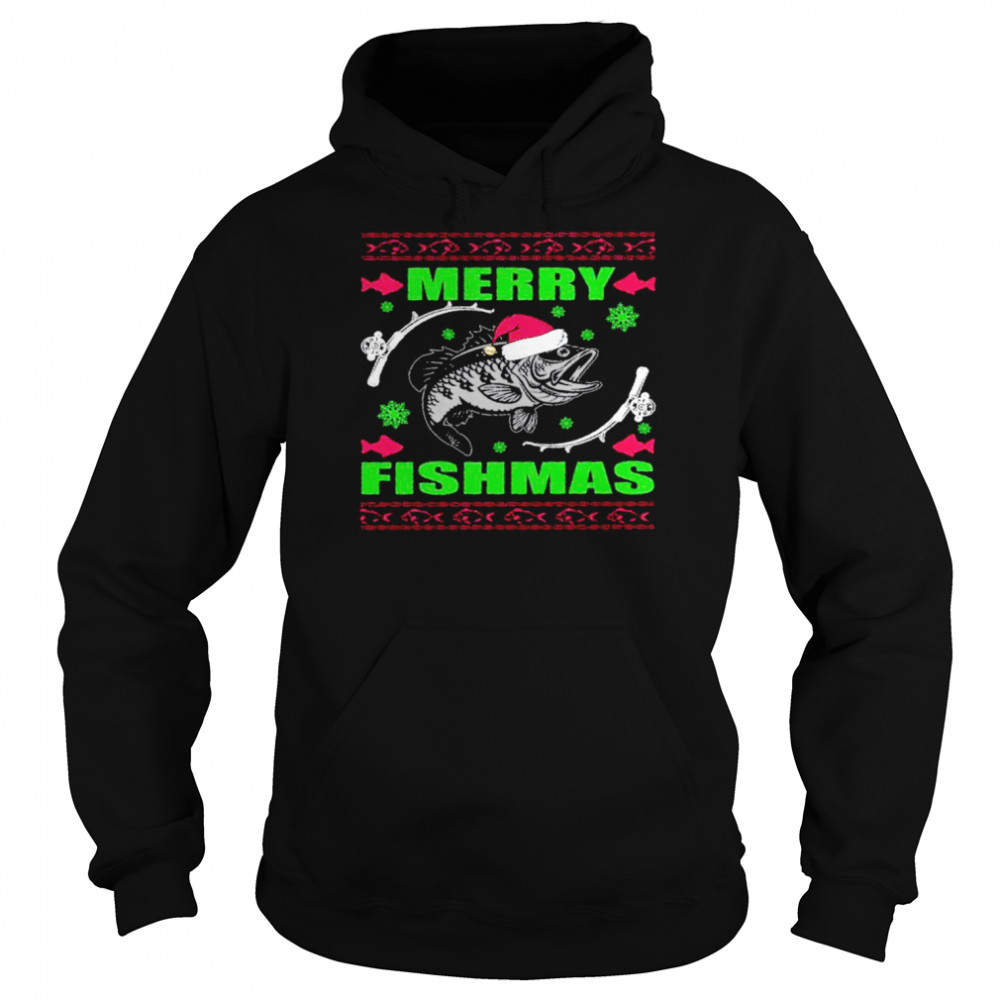 Merry fishmas ugly fish santa shirt Unisex Hoodie