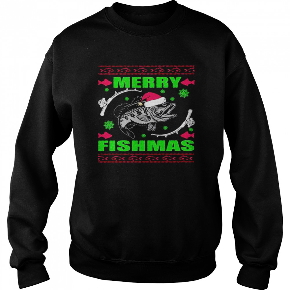 Merry fishmas ugly fish santa shirt Unisex Sweatshirt