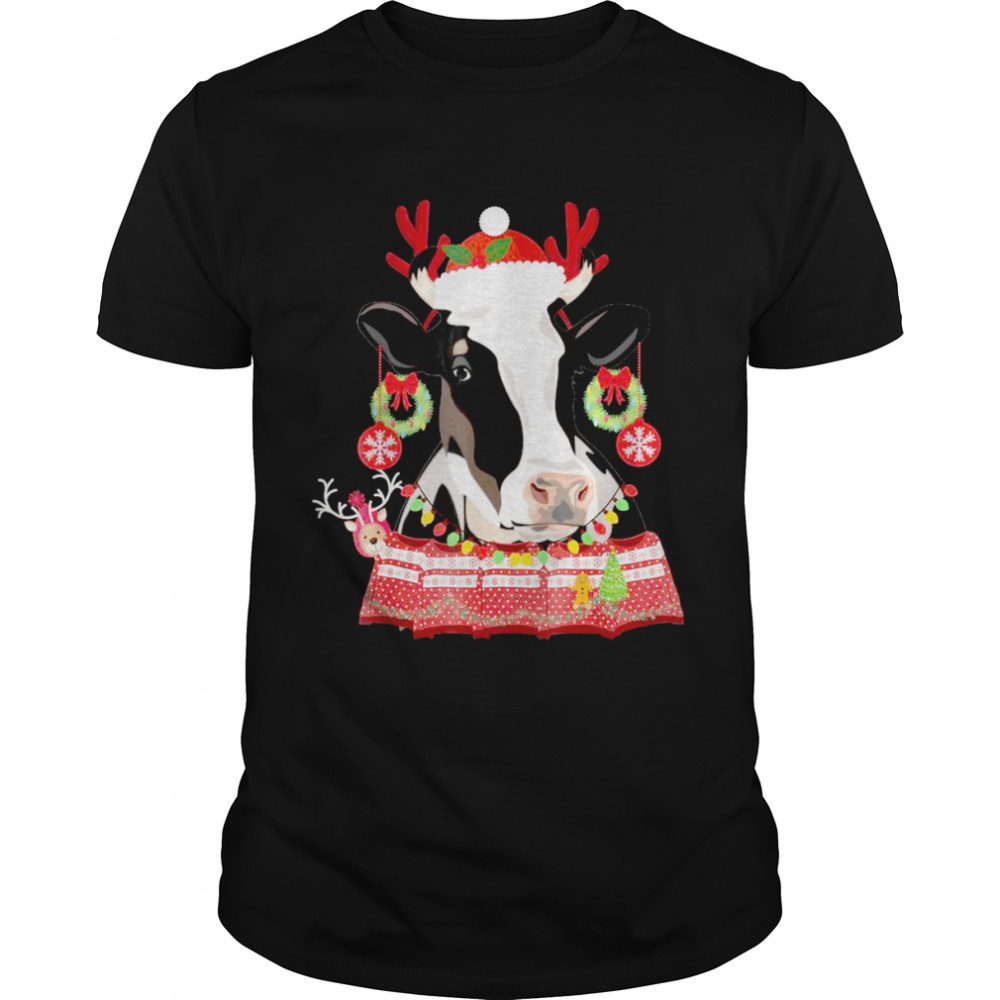 MERRY MOO CHRISTMAS DAIRY COW WEARING UGLY Classic Men's T-shirt