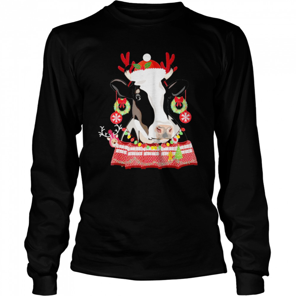 MERRY MOO CHRISTMAS DAIRY COW WEARING UGLY Long Sleeved T-shirt