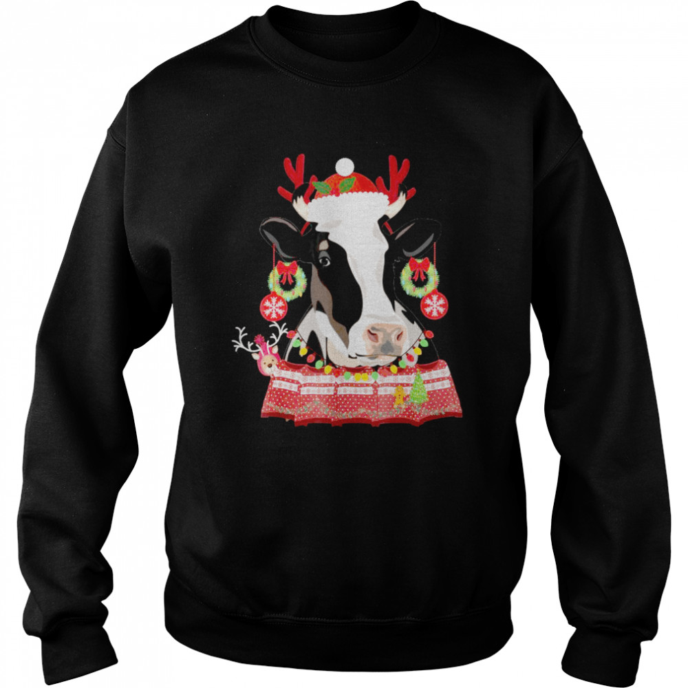 MERRY MOO CHRISTMAS DAIRY COW WEARING UGLY Unisex Sweatshirt