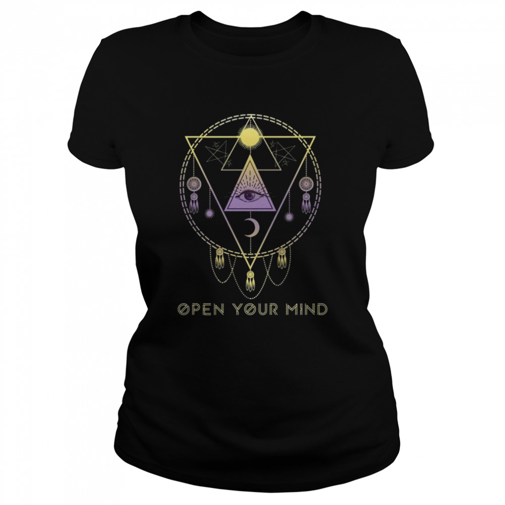 Open Your Mind All Seeing Eye Sun Moon Occult Magic Classic Women's T-shirt