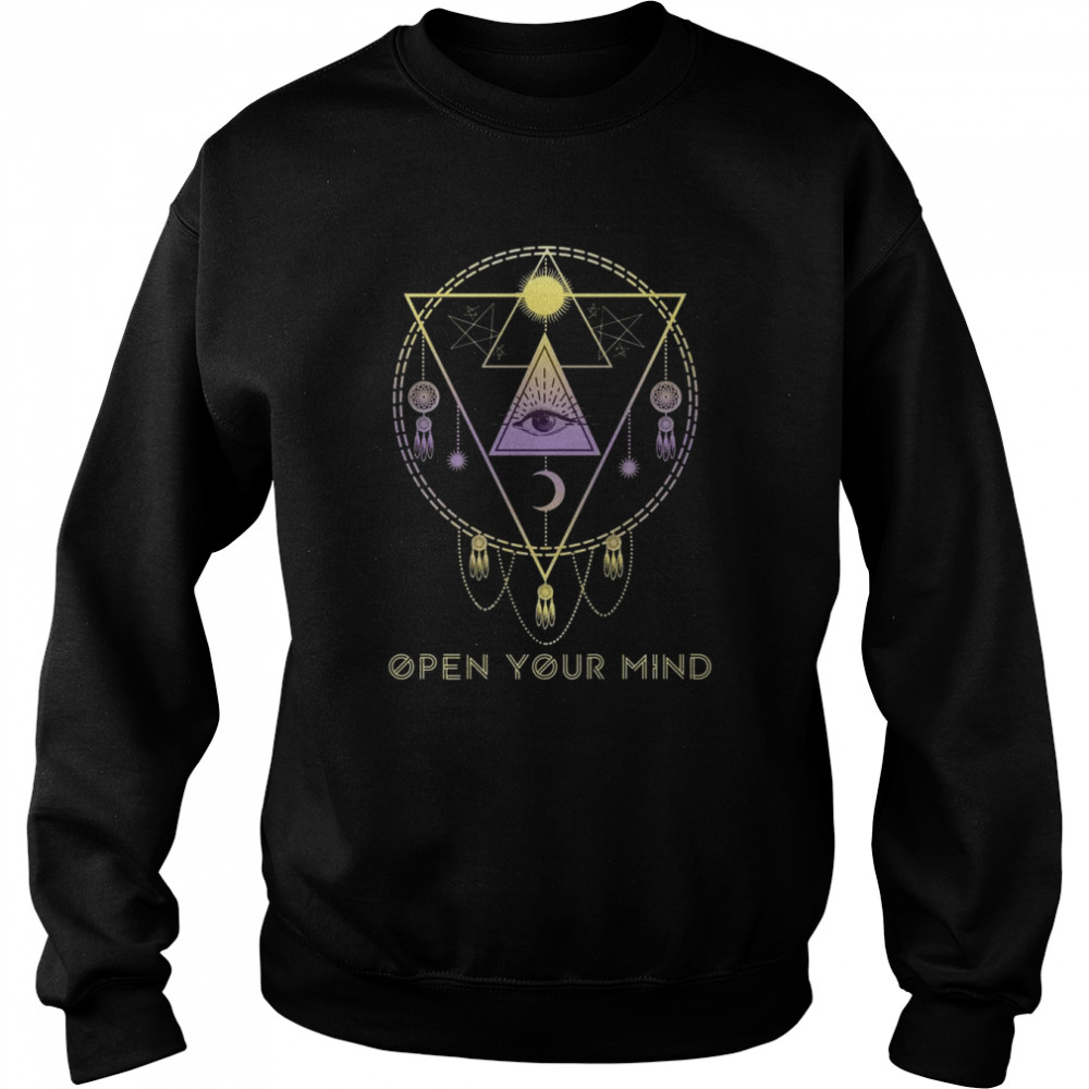 Open Your Mind All Seeing Eye Sun Moon Occult Magic Unisex Sweatshirt