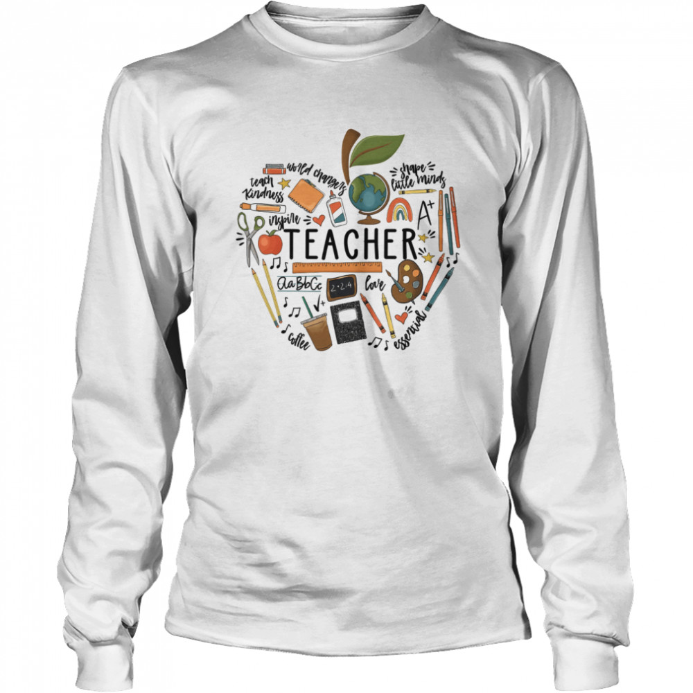 Teacher Teach Kindness Shape Little Minds Love Coffee Long Sleeved T-shirt