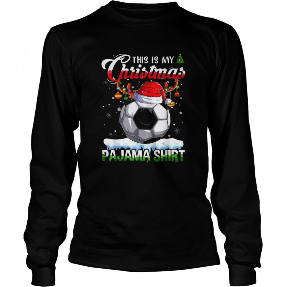 This is My Christmas Pajama Soccer Christmas Lights Long Sleeved T-shirt