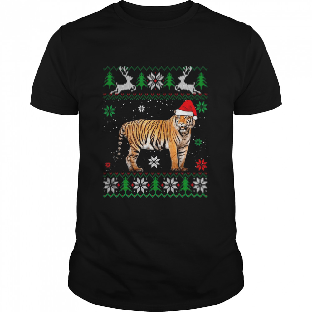 Ugly Christmas Tiger Santa Hat Animals Classic Men's T-shirt