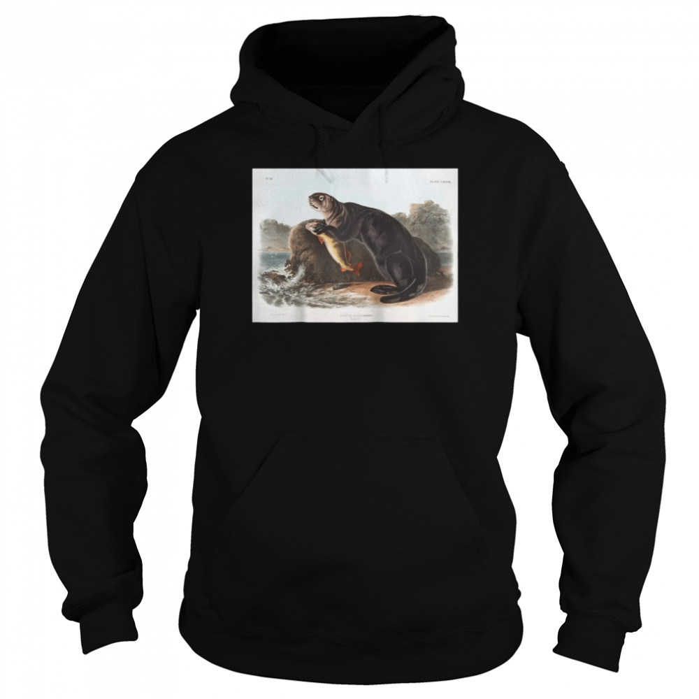 Vintage American Sea Otter Animal Illustration & Unisex Hoodie