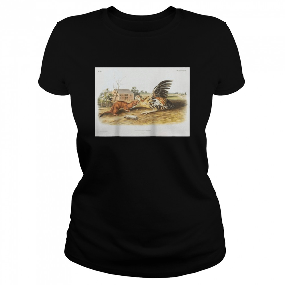 Vintage Tawny Weasel Animal Illustration & Classic Women's T-shirt