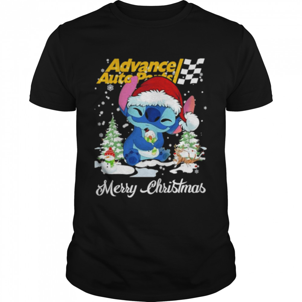 Baby Stitch Hug Snowman Advance Auto Parts Merry Christmas Classic Men's T-shirt