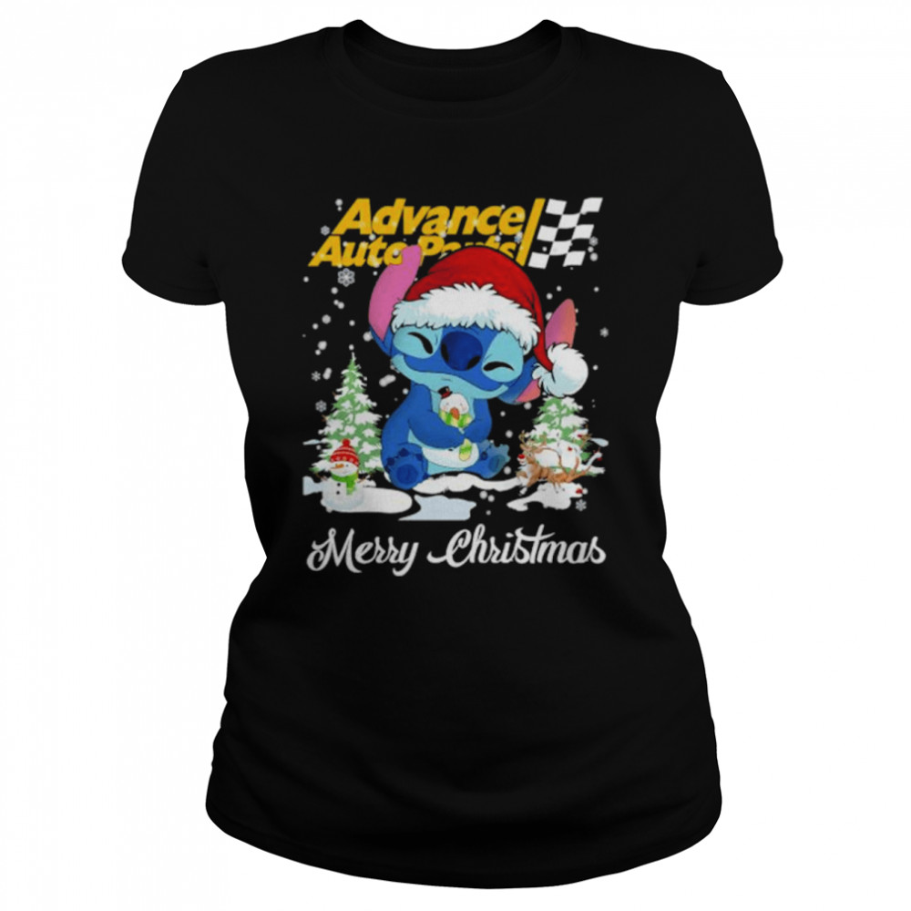 Baby Stitch Hug Snowman Advance Auto Parts Merry Christmas Classic Women's T-shirt