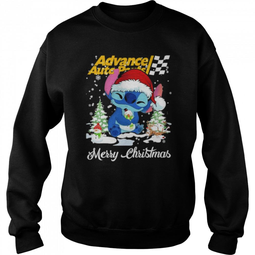 Baby Stitch Hug Snowman Advance Auto Parts Merry Christmas Unisex Sweatshirt