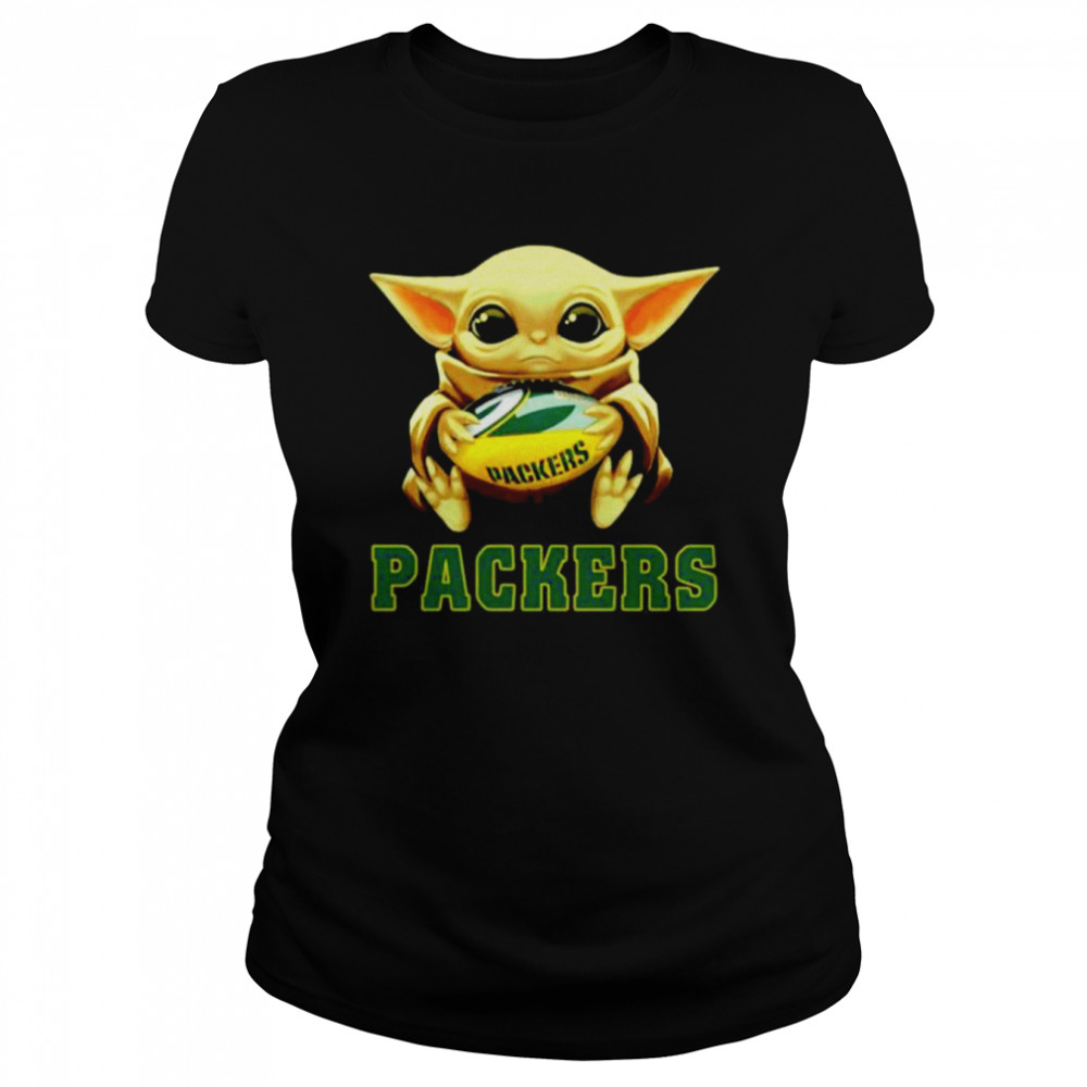 Baby Yoda hug I like Green Bay Packers more than people shirt Classic Women's T-shirt