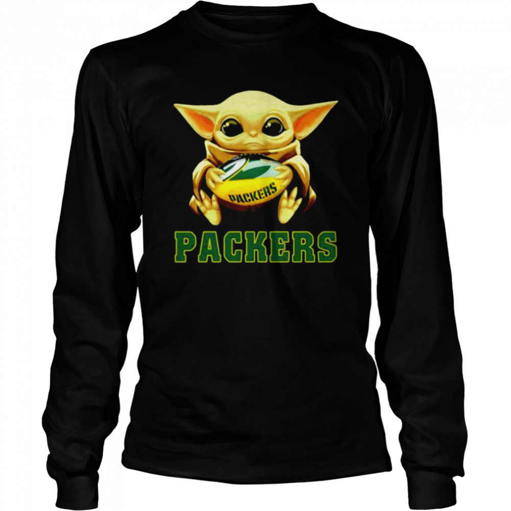 Baby Yoda hug I like Green Bay Packers more than people shirt Long Sleeved T-shirt