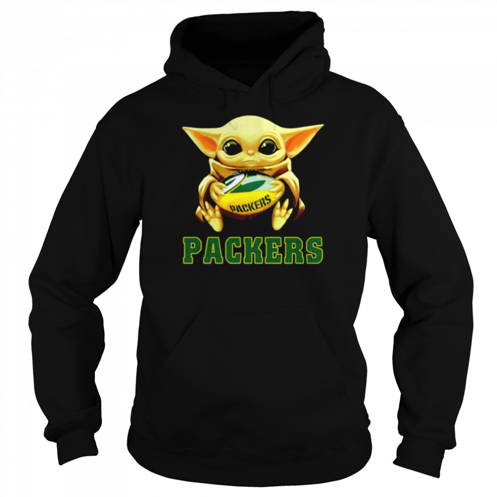 Baby Yoda hug I like Green Bay Packers more than people shirt Unisex Hoodie