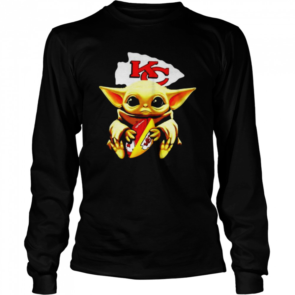 Baby Yoda Hug Kansas City Chiefs Logo shirt Long Sleeved T-shirt