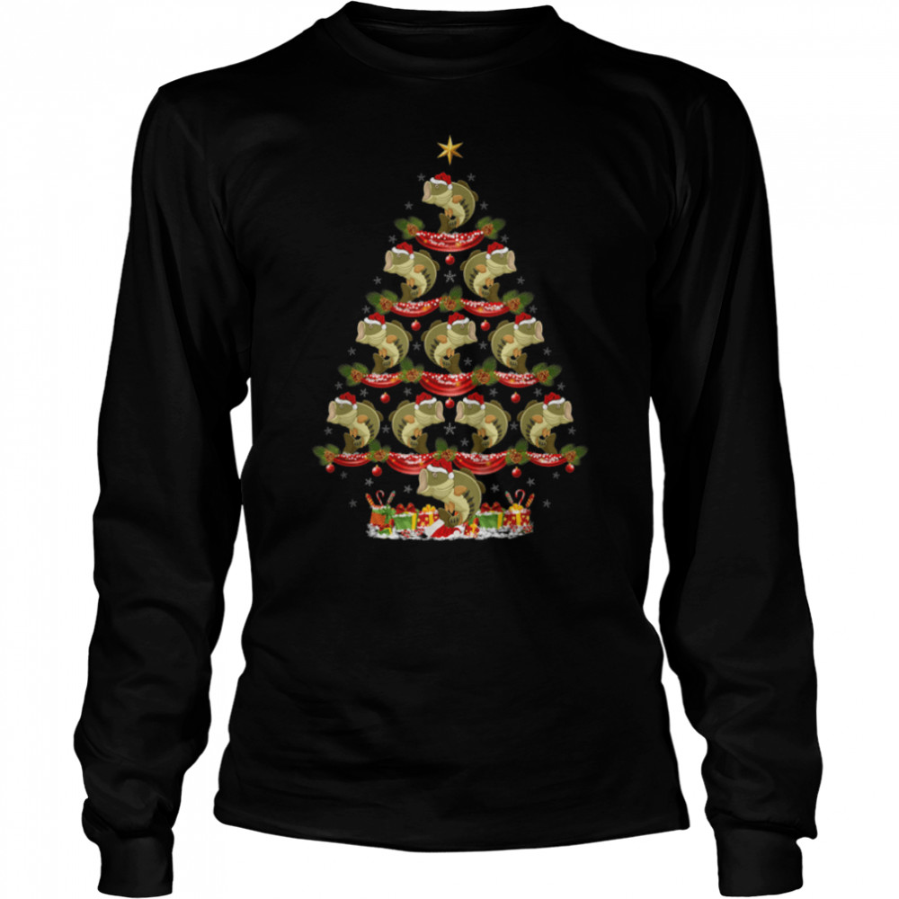 Bass Fish Xmas Tree Lighting Bass Christmas Tree T- B09JXPZ2P4 Long Sleeved T-shirt