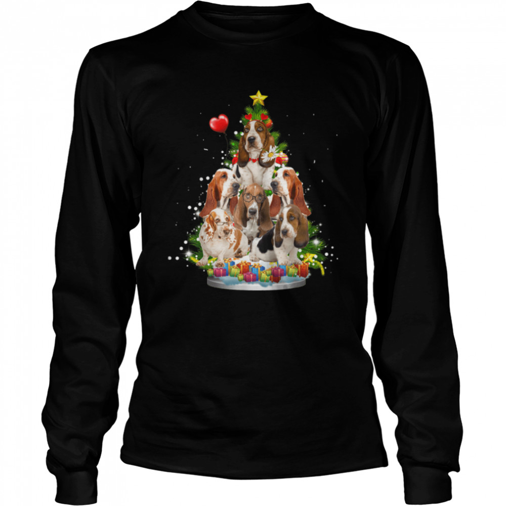 Basset hound Christmas Tree Ornament Santa Hat Xmas Gifts T- B09JW2G2Q1 Long Sleeved T-shirt