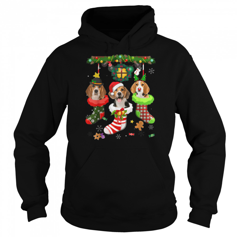 Beagle In Socks Christmas Santa Hat Xmas Lights Dog Lovers T- B09JS3JGNX Unisex Hoodie