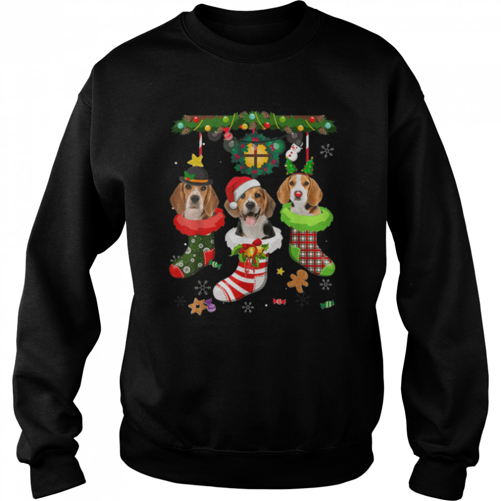 Beagle In Socks Christmas Santa Hat Xmas Lights Dog Lovers T- B09JS3JGNX Unisex Sweatshirt