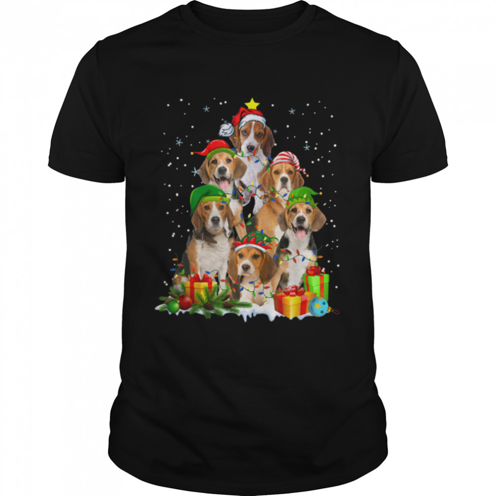 Beagle Lover Xmas Lighting Santa Hat Beagle Christmas T- B09JP1F1TM Classic Men's T-shirt