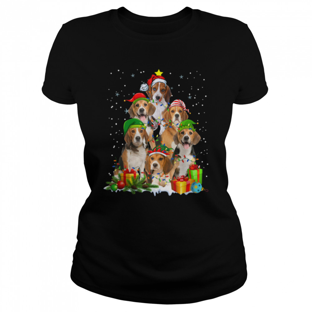 Beagle Lover Xmas Lighting Santa Hat Beagle Christmas T- B09JP1F1TM Classic Women's T-shirt