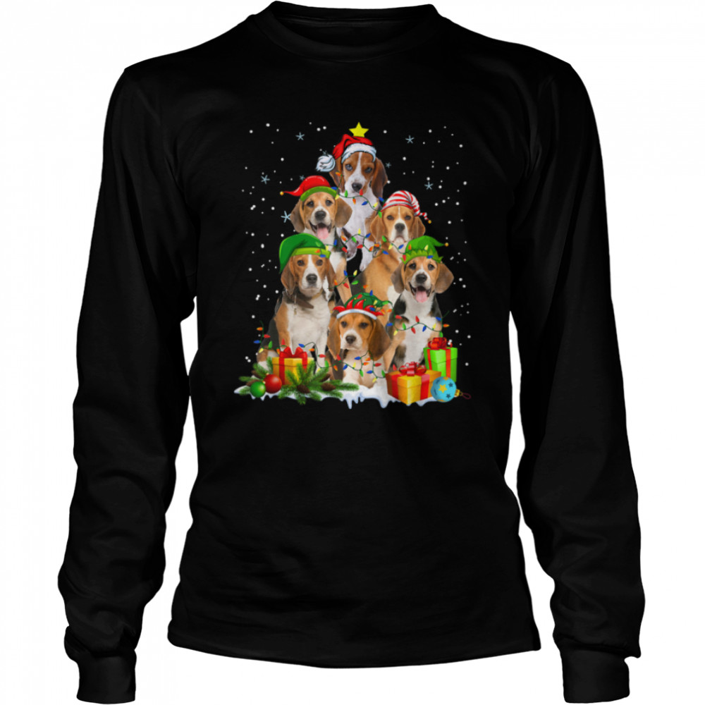 Beagle Lover Xmas Lighting Santa Hat Beagle Christmas T- B09JP1F1TM Long Sleeved T-shirt