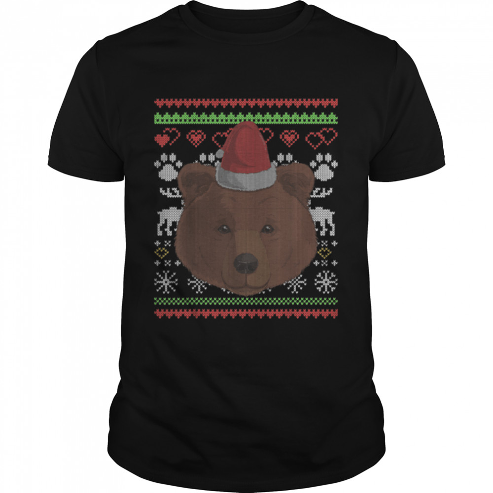 Bear Santa Claus Ugly Christmas Pattern X-Mas T- B09JSXV2LR Classic Men's T-shirt