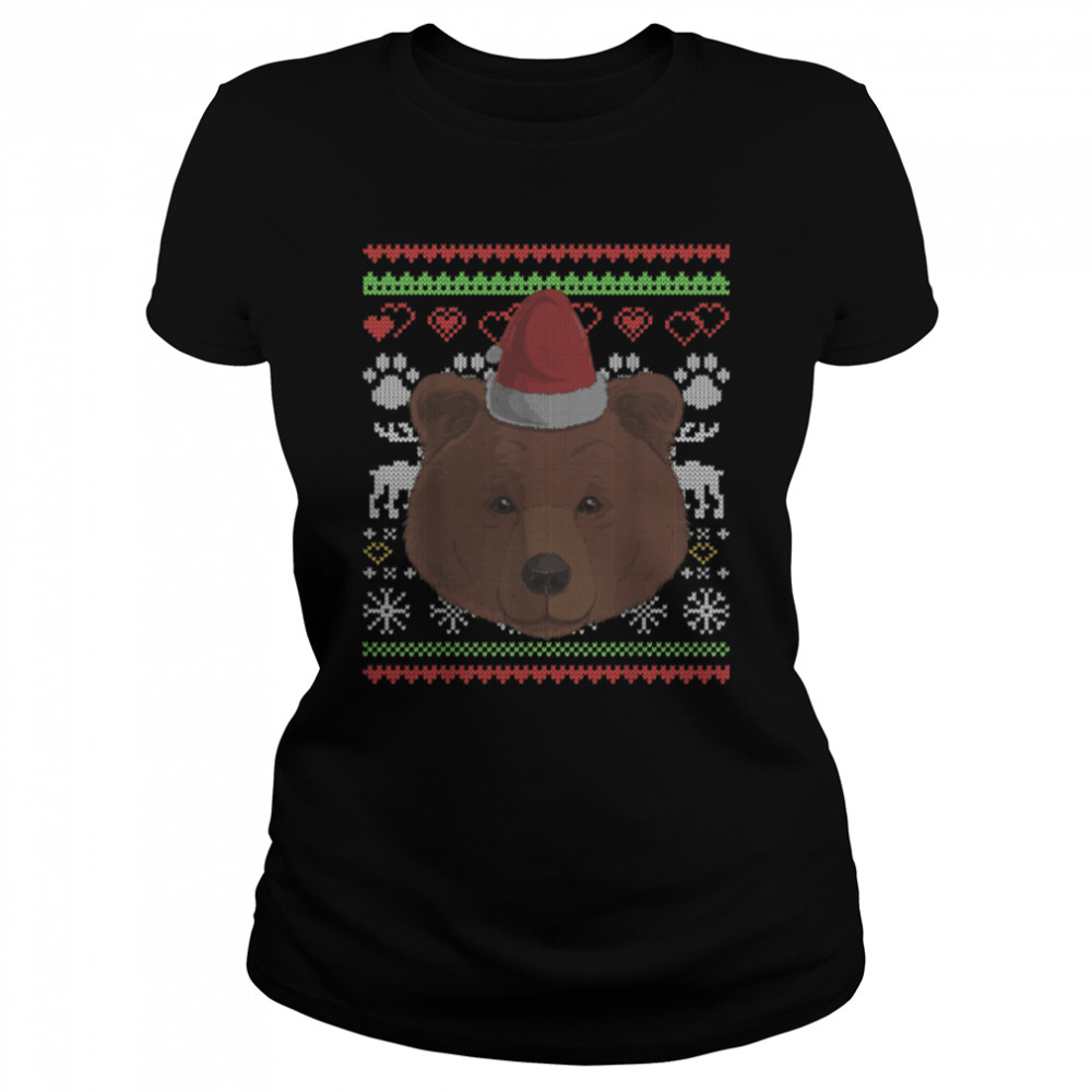 Bear Santa Claus Ugly Christmas Pattern X-Mas T- B09JSXV2LR Classic Women's T-shirt