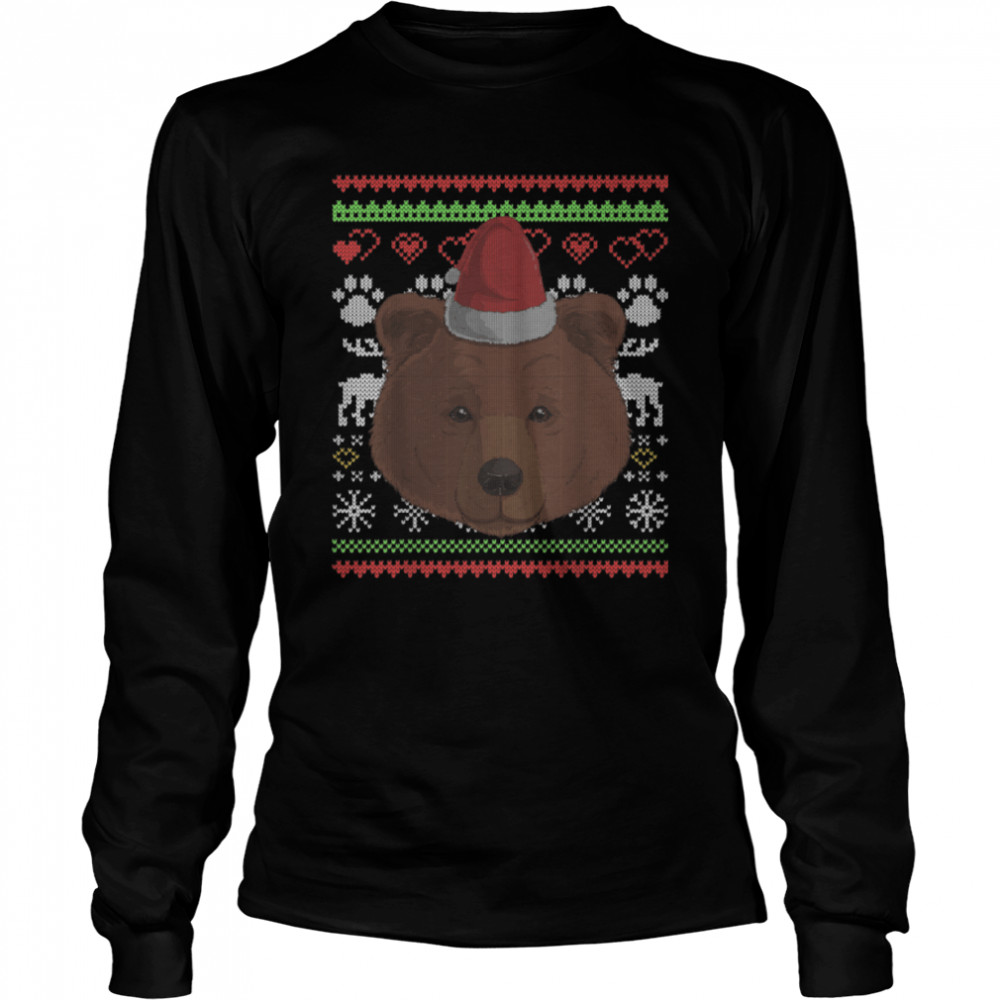 Bear Santa Claus Ugly Christmas Pattern X-Mas T- B09JSXV2LR Long Sleeved T-shirt