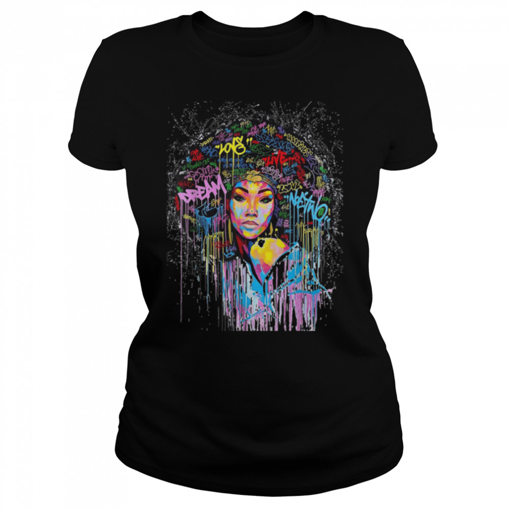 Black Afro Queen Melanin Art colorful T- B09JX17XGW Classic Women's T-shirt