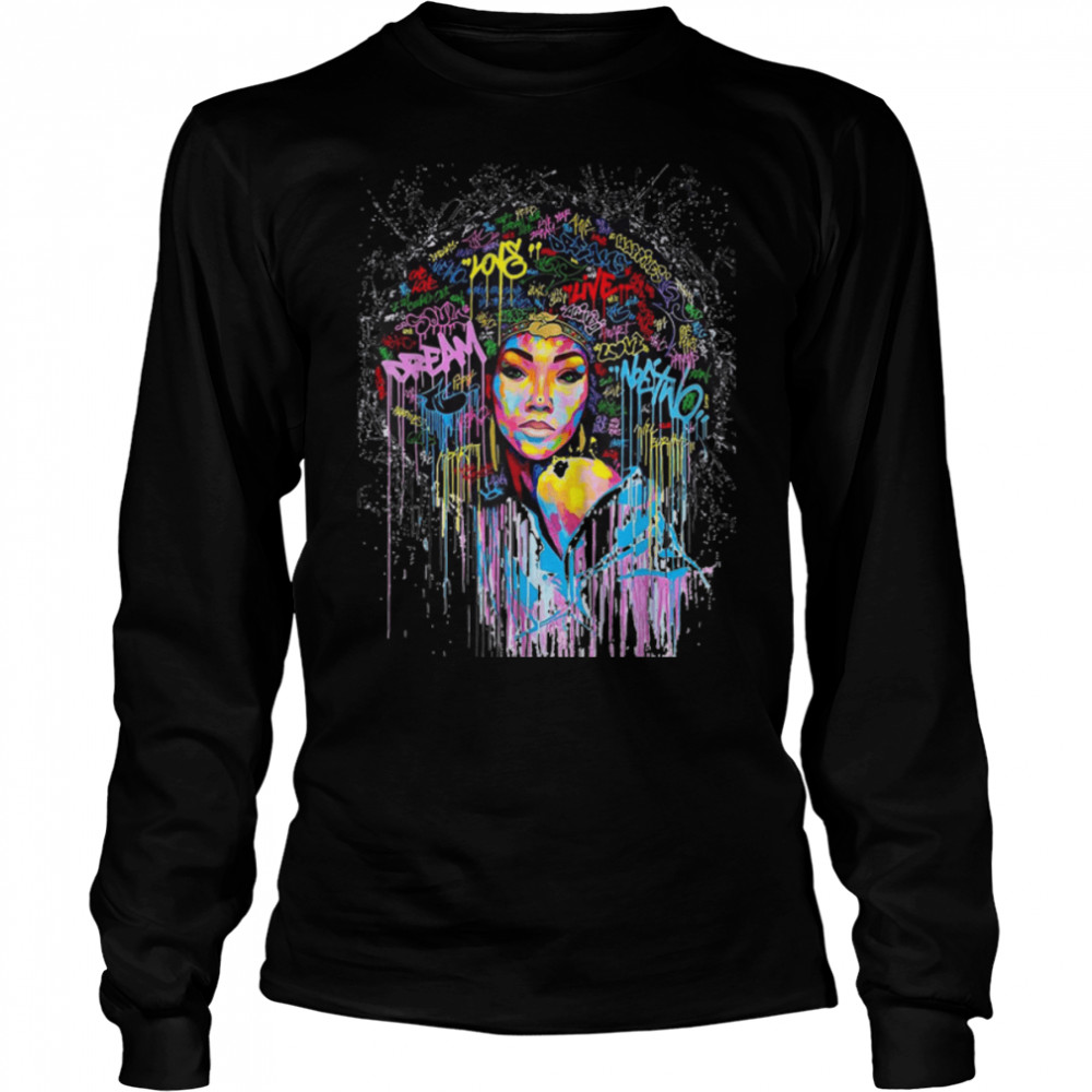 Black Afro Queen Melanin Art colorful T- B09JX17XGW Long Sleeved T-shirt