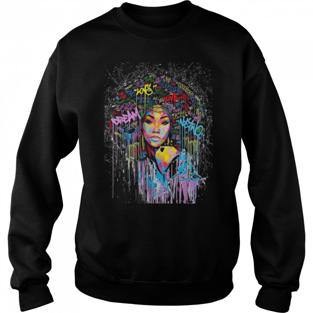 Black Afro Queen Melanin Art colorful T- B09JX17XGW Unisex Sweatshirt