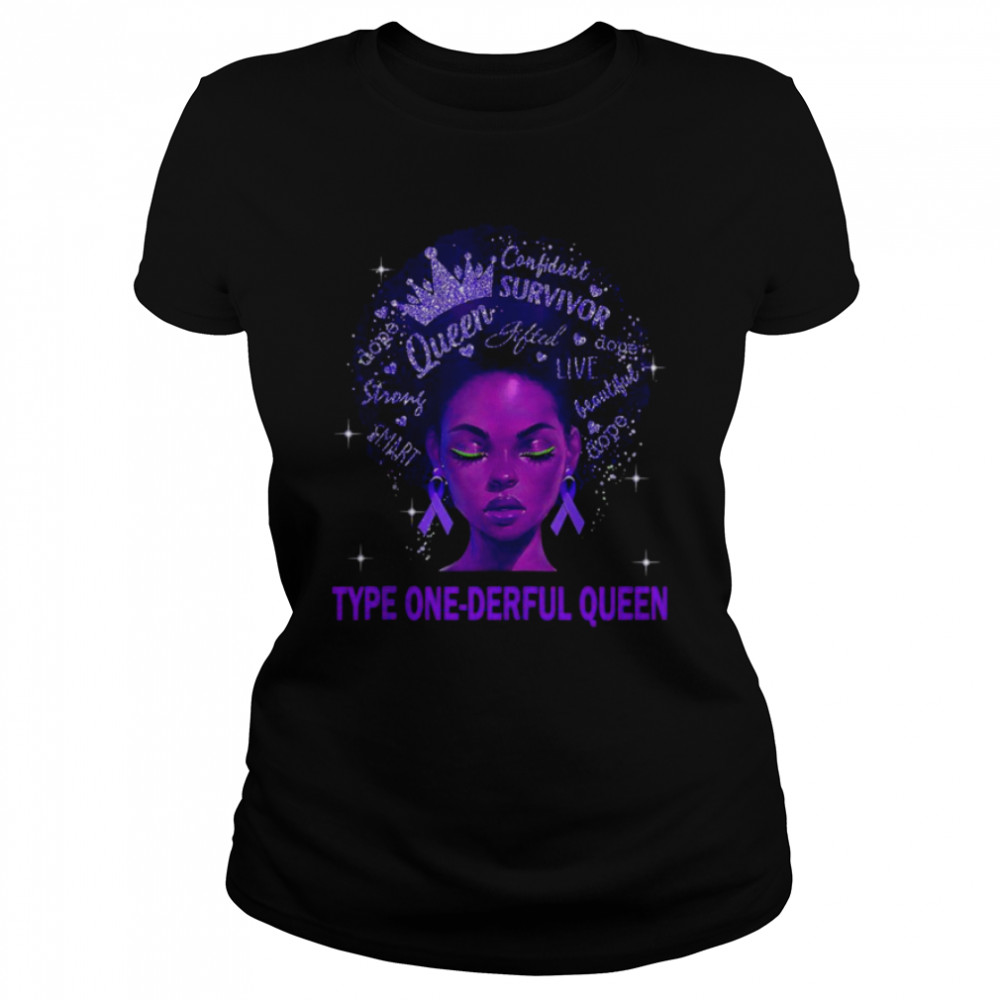 Black Queen Type 1 Diabetes Blue Ribbon Classic Women's T-shirt