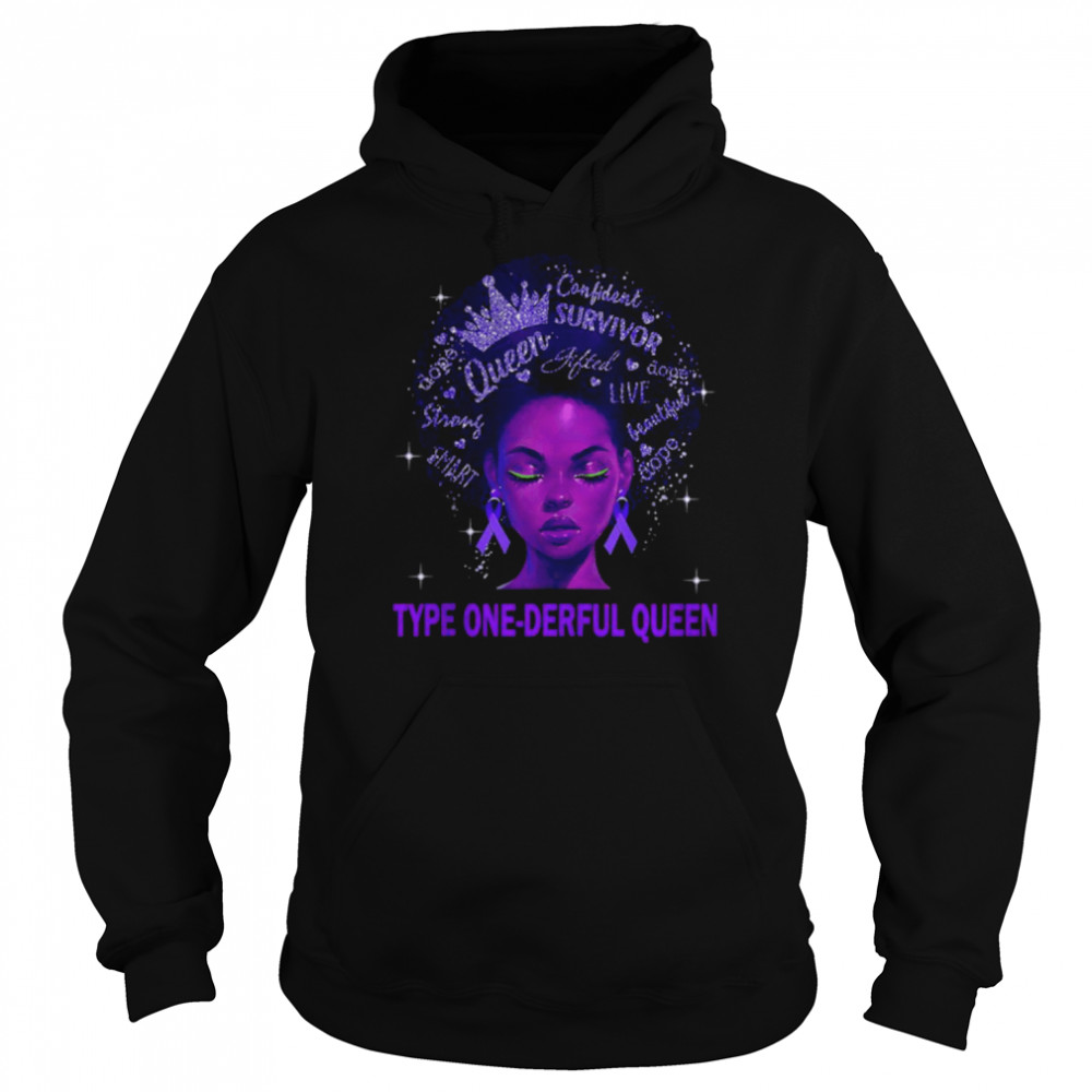 Black Queen Type 1 Diabetes Blue Ribbon Unisex Hoodie