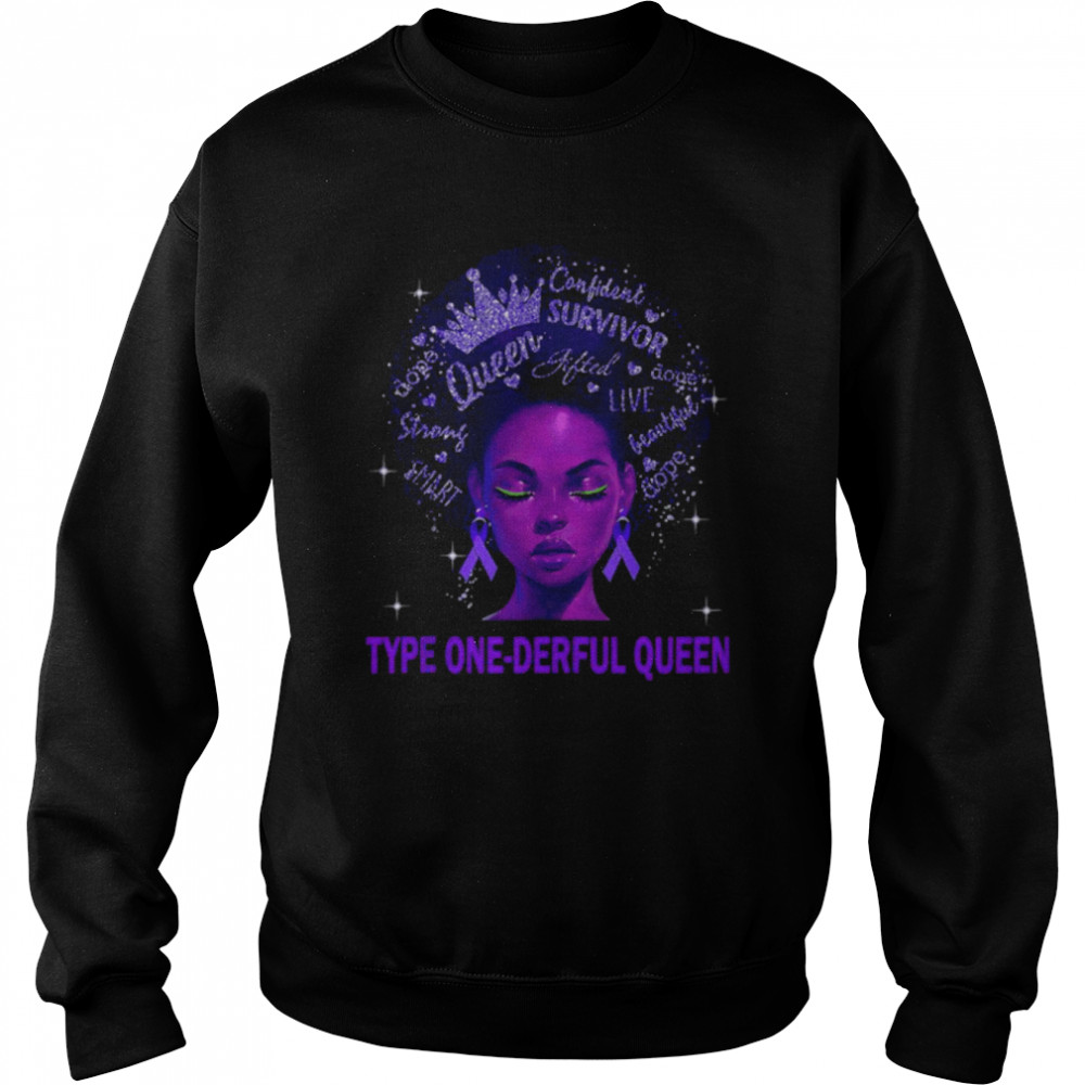 Black Queen Type 1 Diabetes Blue Ribbon Unisex Sweatshirt