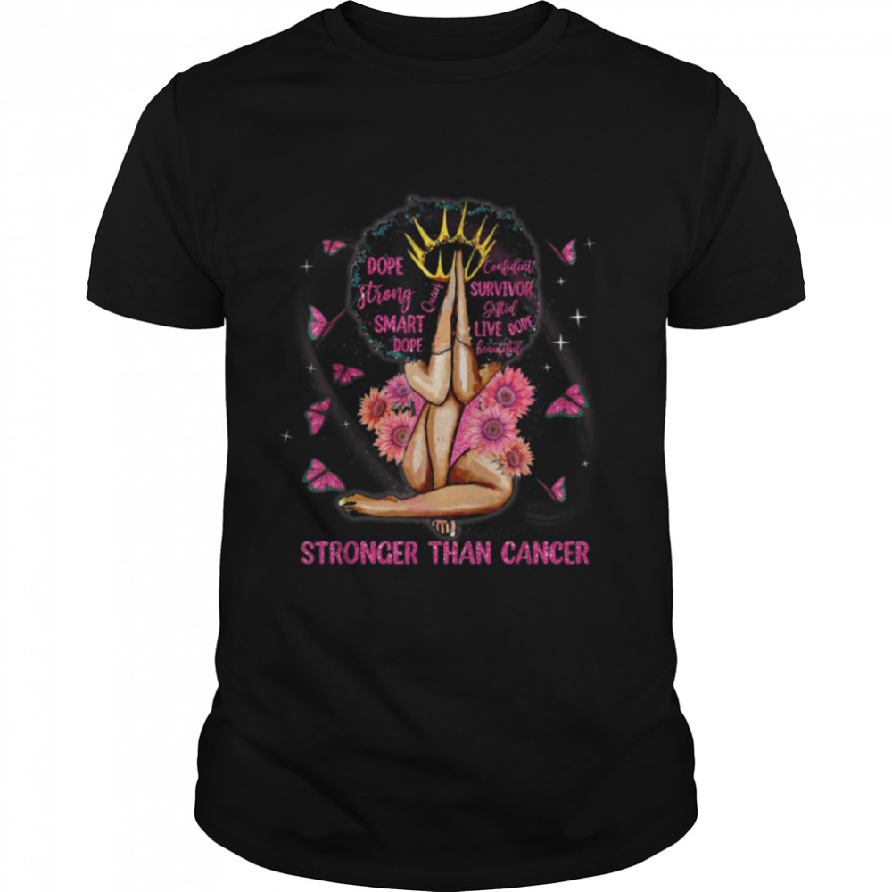 Black Women Queen Stronger Than Breast Cancer Pink Ribbon T- B09JSVYD4G Classic Men's T-shirt