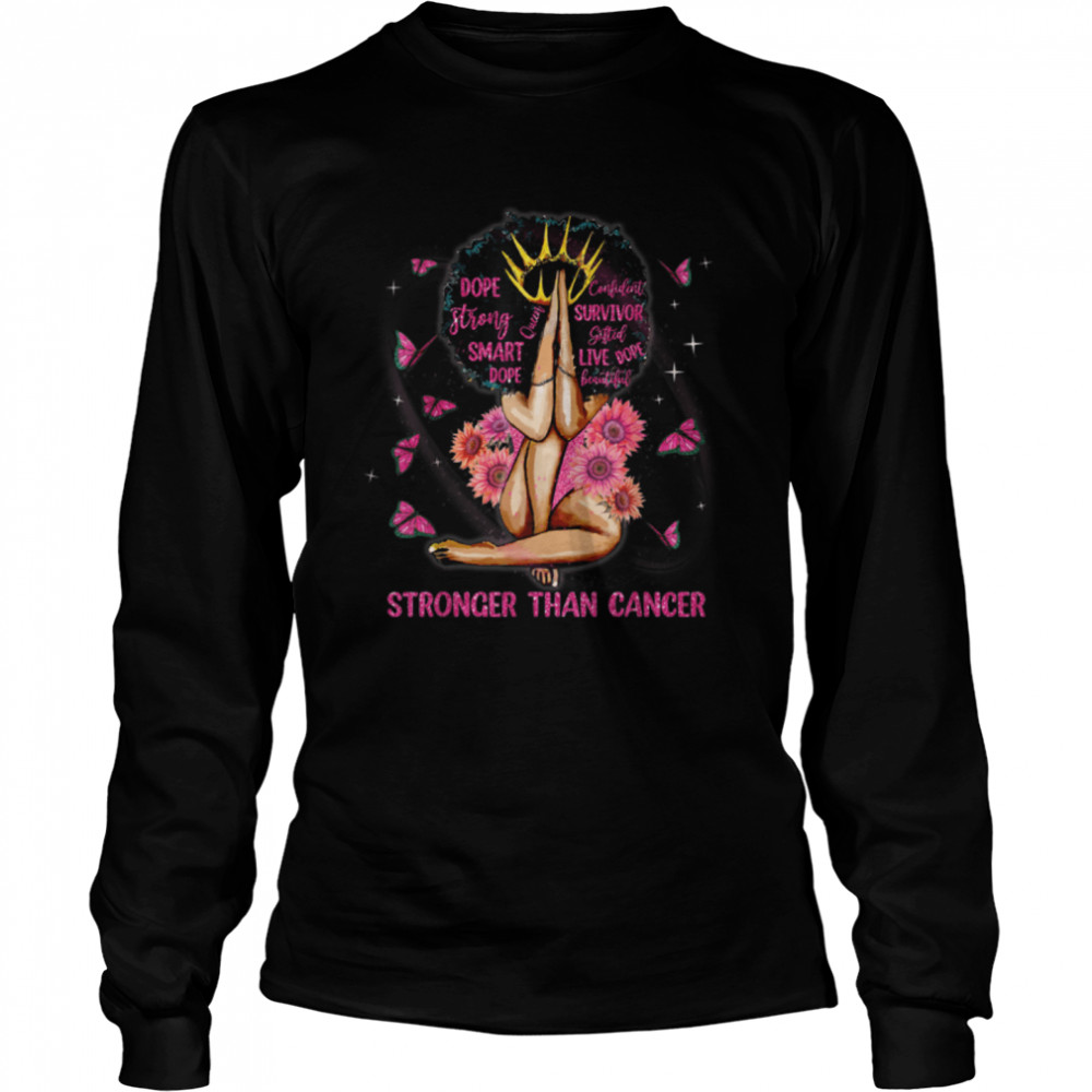 Black Women Queen Stronger Than Breast Cancer Pink Ribbon T- B09JSVYD4G Long Sleeved T-shirt