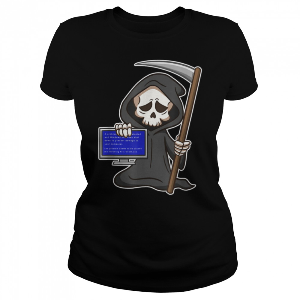 Blue Screen of Death - Funny Reaper - Halloween Horror T- B09JZRC3XF Classic Women's T-shirt