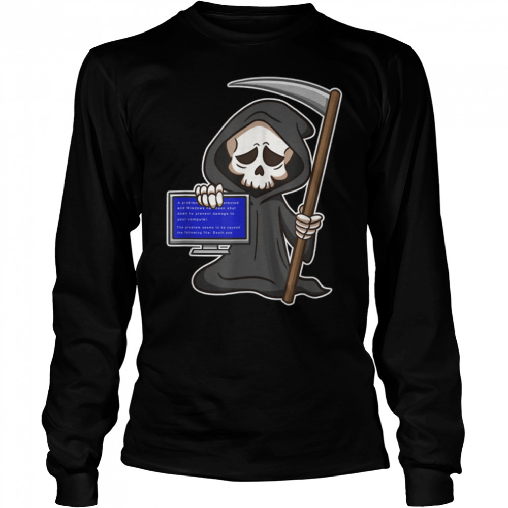 Blue Screen of Death - Funny Reaper - Halloween Horror T- B09JZRC3XF Long Sleeved T-shirt
