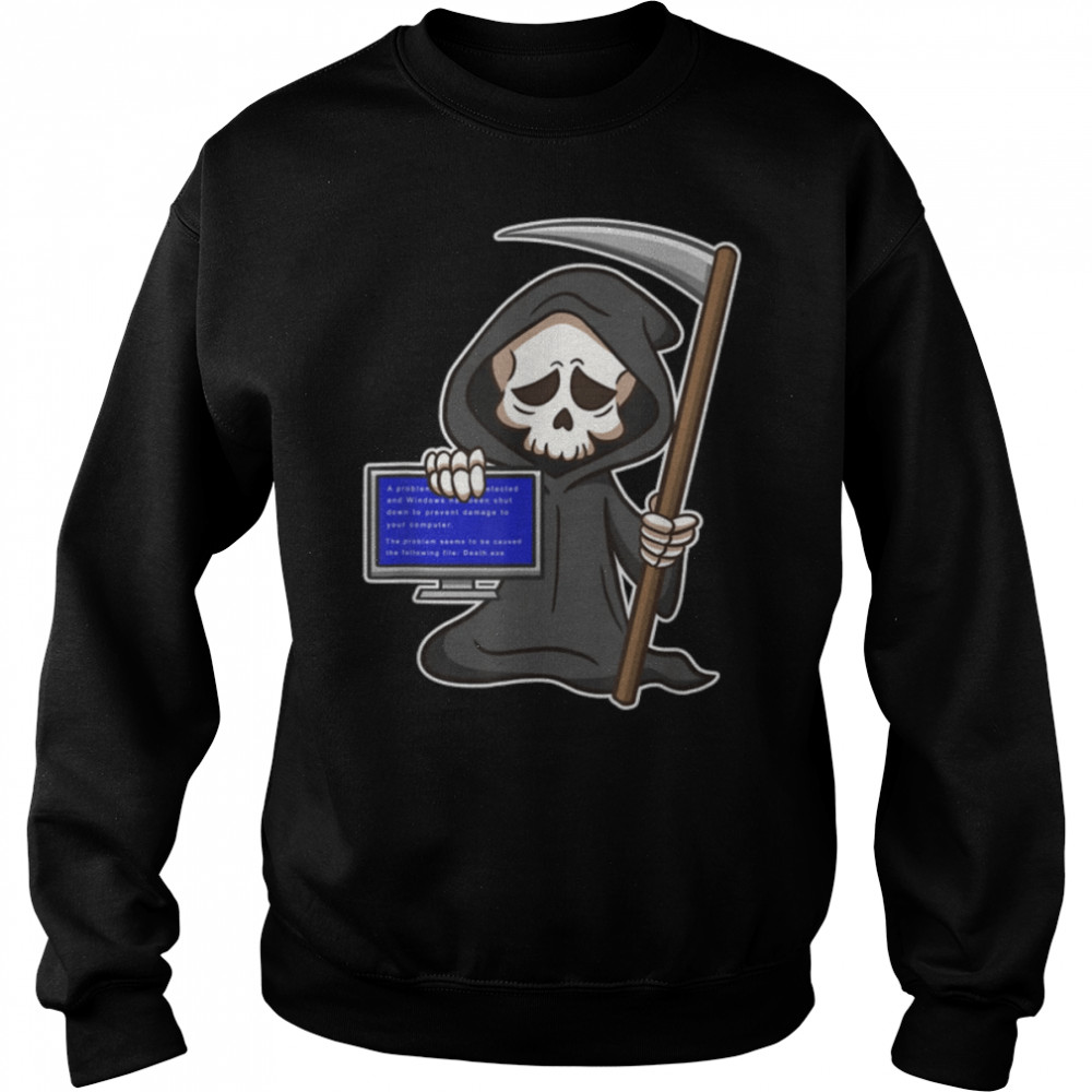 Blue Screen of Death - Funny Reaper - Halloween Horror T- B09JZRC3XF Unisex Sweatshirt