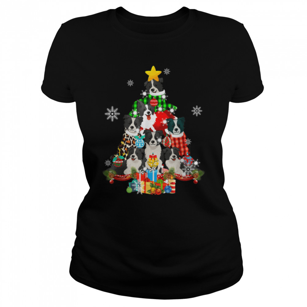 Border Collie Dog Lover Owner Christmas Tree Xmas Holiday T- B09JXJ34BR Classic Women's T-shirt