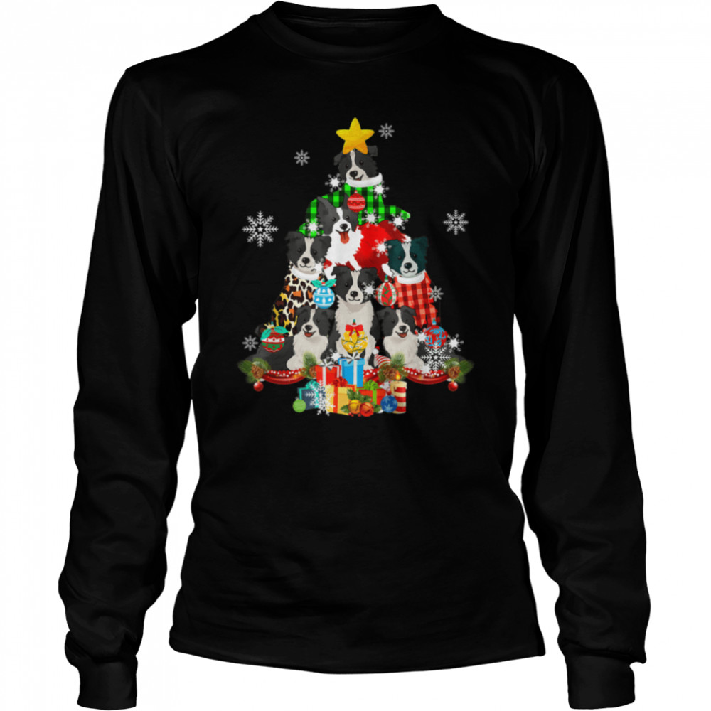 Border Collie Dog Lover Owner Christmas Tree Xmas Holiday T- B09JXJ34BR Long Sleeved T-shirt