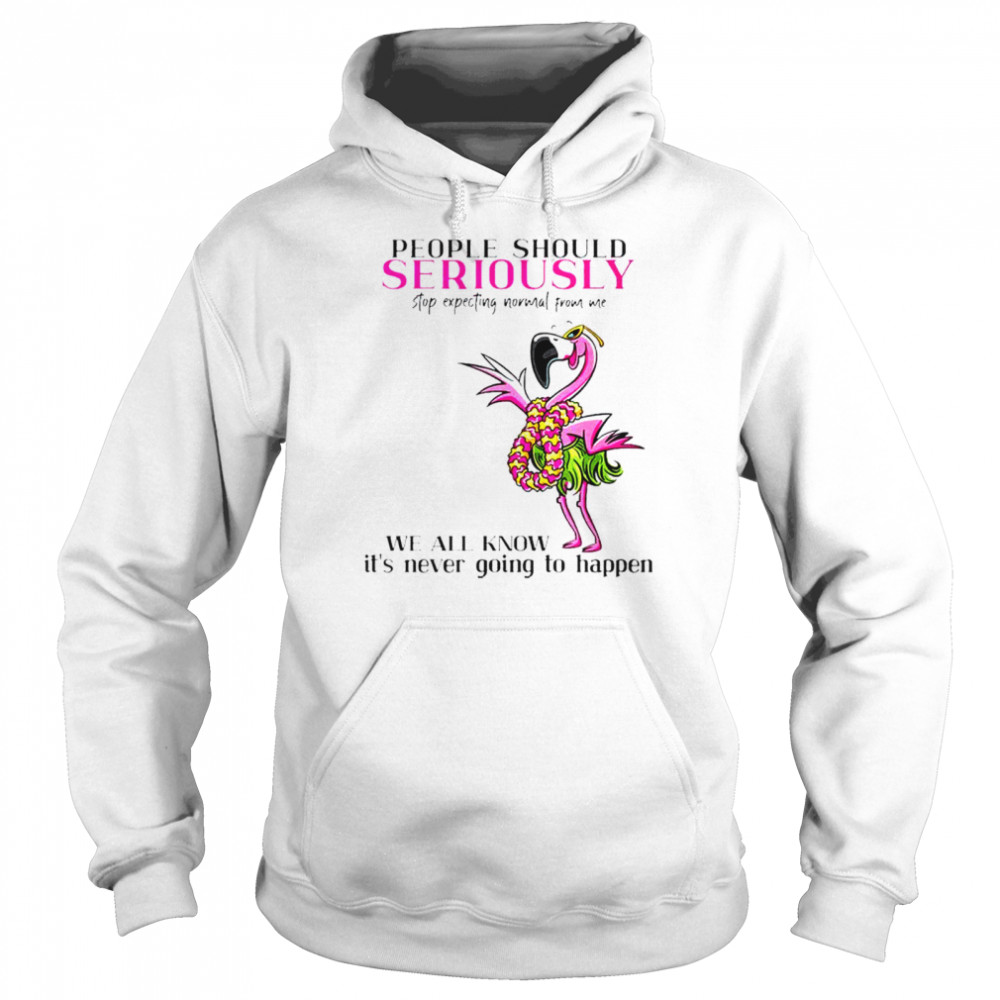 Flamingo people should seriously stop expecting normal from me shirt Unisex Hoodie