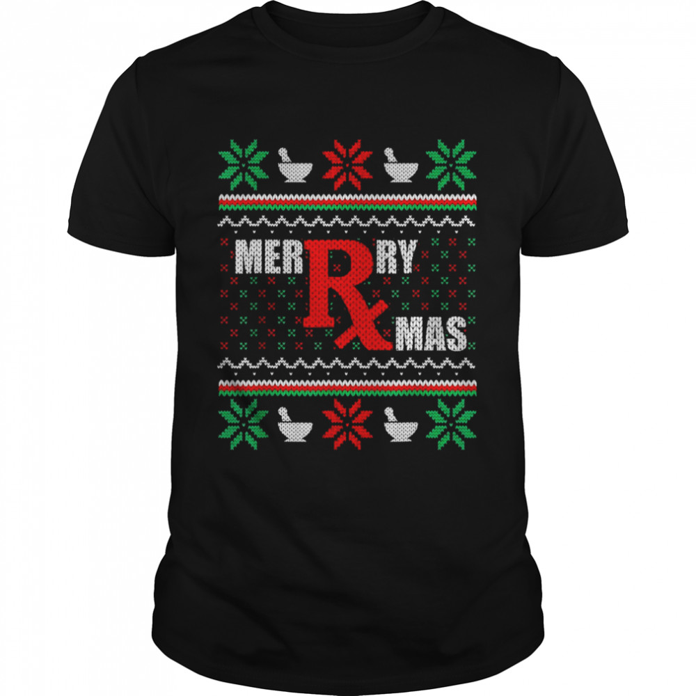 Ugly Christmas Pharmacy Tech Merry Xmas Pharmacist Shirt