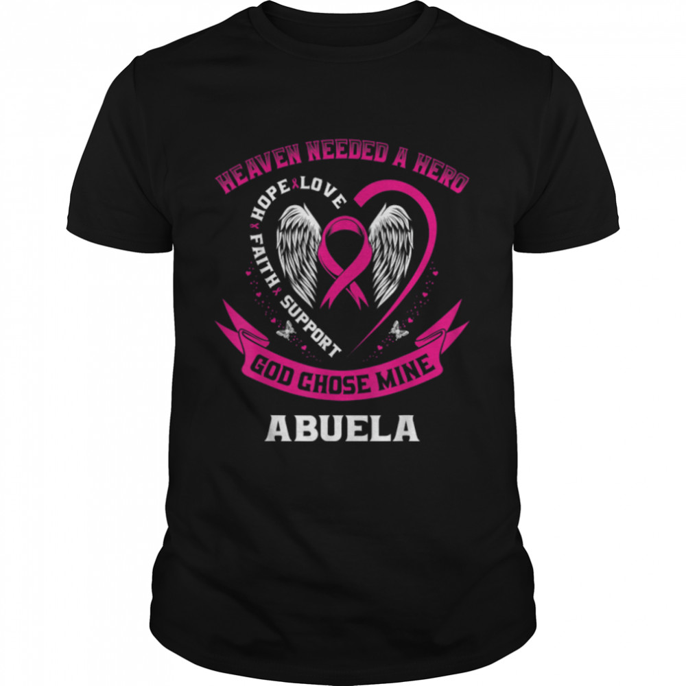 Cute Pink Abuela Breast Cancer Memorial Sayings Heart Wings T- B09JPCLBKK Classic Men's T-shirt