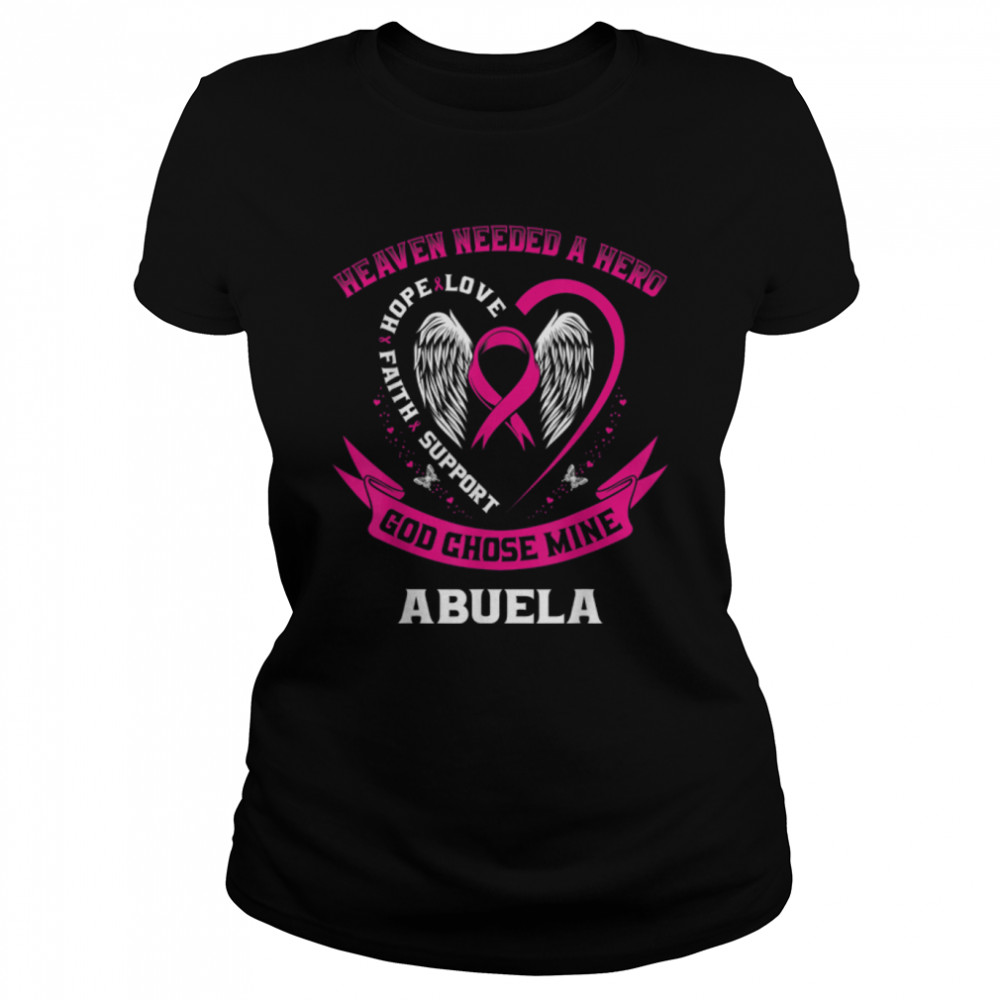 Cute Pink Abuela Breast Cancer Memorial Sayings Heart Wings T- B09JPCLBKK Classic Women's T-shirt