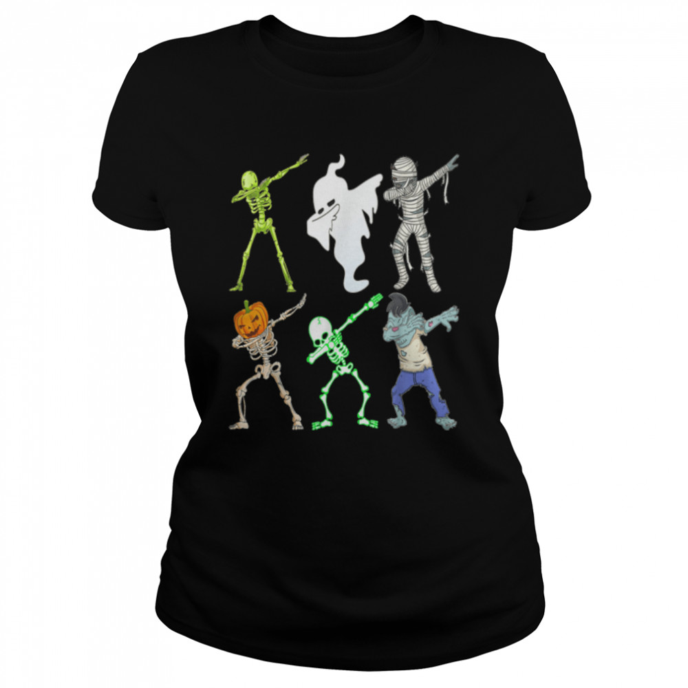 Dabbing Skeleton Boys Boo Bees Zombies Halloween Friends T- B09JS71X3Y Classic Women's T-shirt